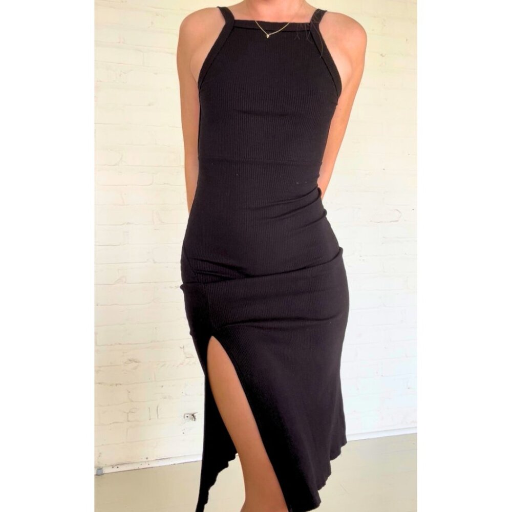 LULUS black backless midi dress